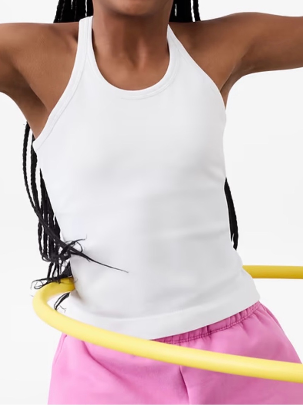 ATHLETA GIRL WHITE RISE ABOVE RIB CAMI - size M 8-10
